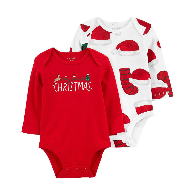 29505157 Baby Girl Carters 2-Pack Christmas Bodysuits, Infa sku 29505157