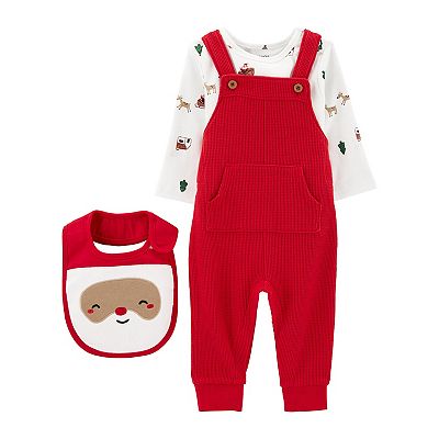 Baby Boy Carter's Santa Claus Tee, Bib, Overalls Outfit Set