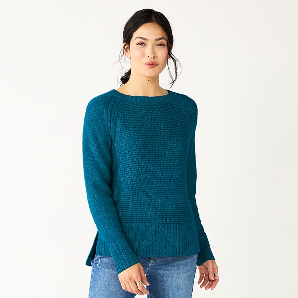 Womens Sonoma Goods For Life® Textured Raglan Sweater - Blue (LARGE)
