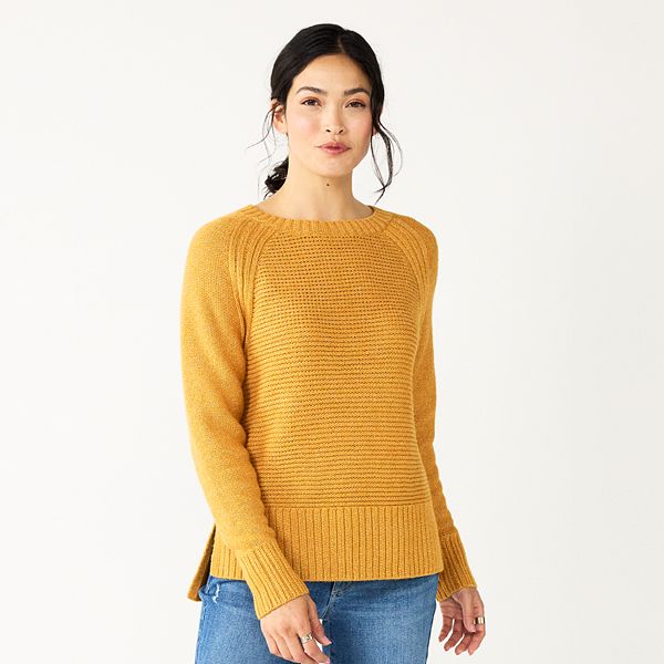 Womens Sonoma Goods For Life® Textured Raglan Sweater - Gold (LARGE)
