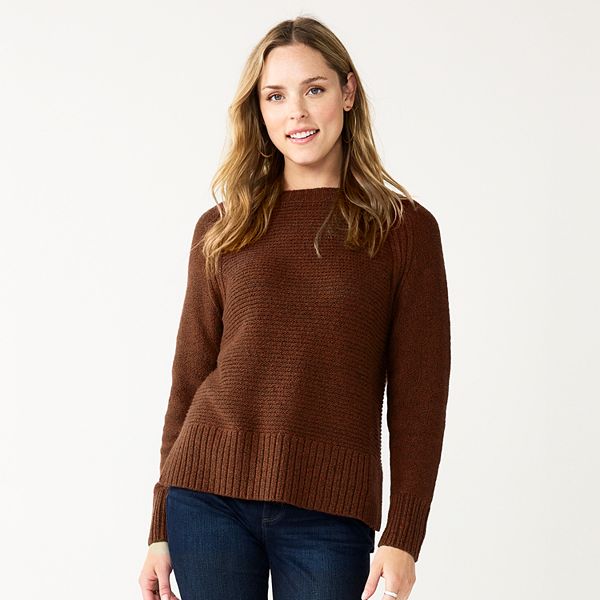 Womens Sonoma Goods For Life® Textured Raglan Sweater - Wine (X SMALL)