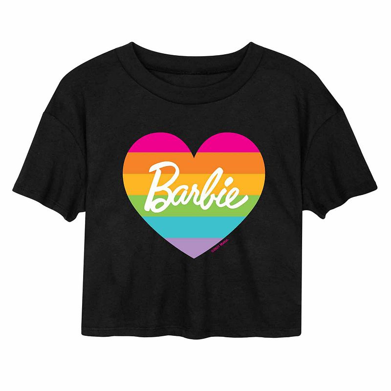 Juniors Barbie Pride Heart Cropped Graphic Tee, Girls, Size: Small, Black