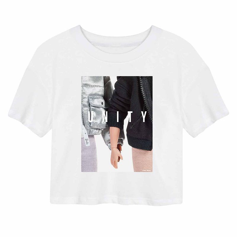 Juniors Barbie Unity Cropped Graphic Tee, Girls, Size: Small, White