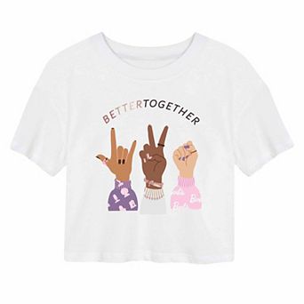 Juniors' Barbie Together Cropped Graphic Tee