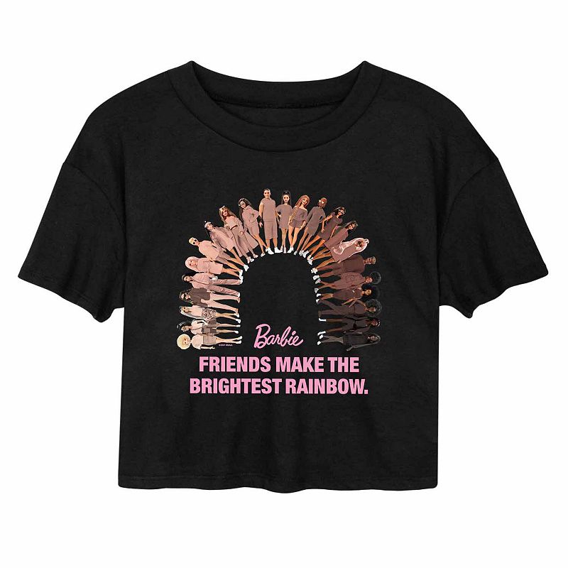 Juniors Barbie Friends Cropped Graphic Tee, Girls, Size: Small, Black