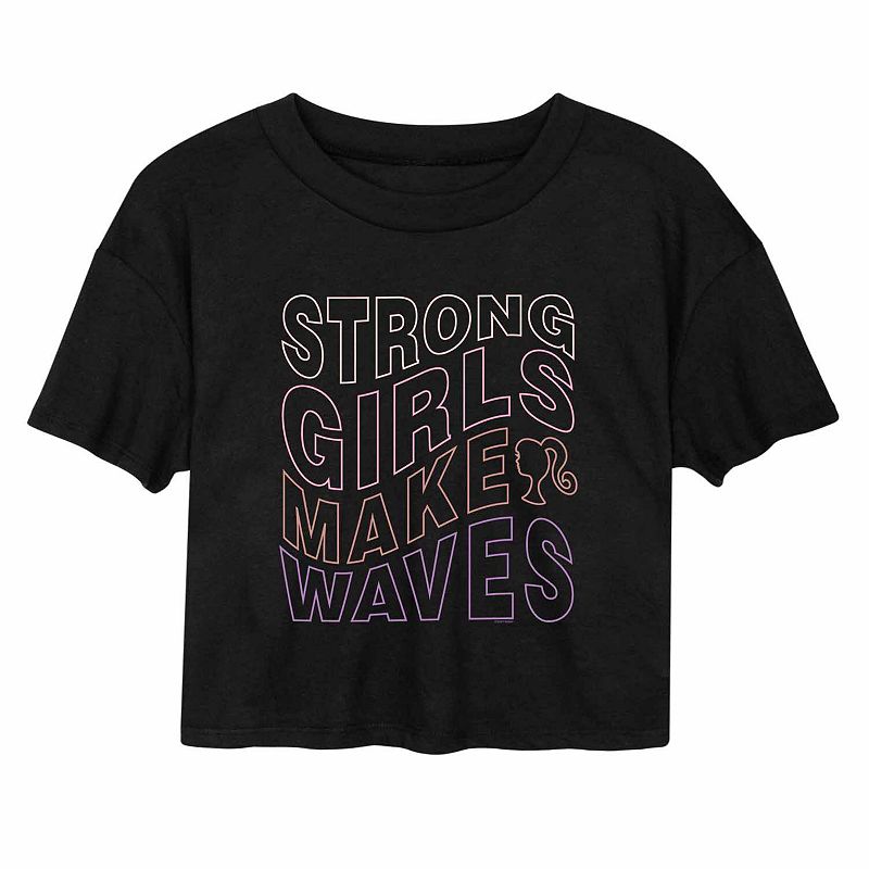 Juniors Barbie Make Waves Cropped Graphic Tee, Girls, Size: Small, Black