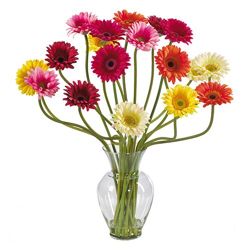 nearly natural Liquid Illusion Silk Gerber Daisy Floral Arrangement