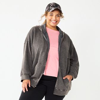 Juniors' Plus Size SO® Oversized Zip-Up Hoodie