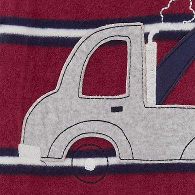 Toddler Boy Carter's Tow Truck Striped Fleece Footed Pajamas
