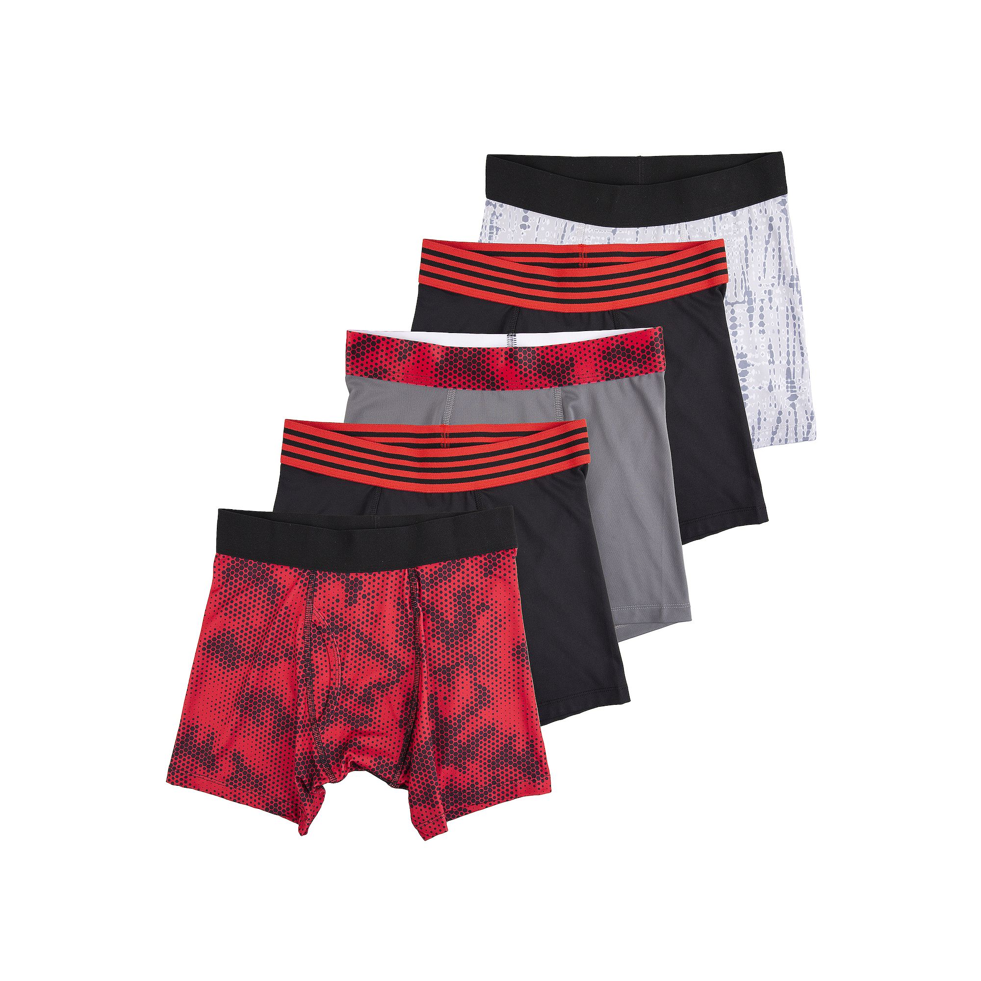 Boys Tek Gear 5-Pack Athletic Boxer Briefs, Boys, Size: 4-6, Red Honey Com