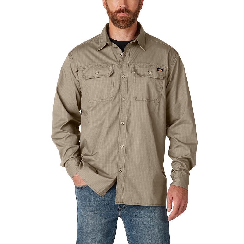 Mens Dickies FLEX Relaxed-Fit Ripstop Flannel Button-Down Shirt, Size: Sma