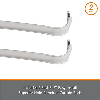 Kenney® Fast Fit™ Easy Install Superior Hold Premium 2-pack Curtain Rod Set