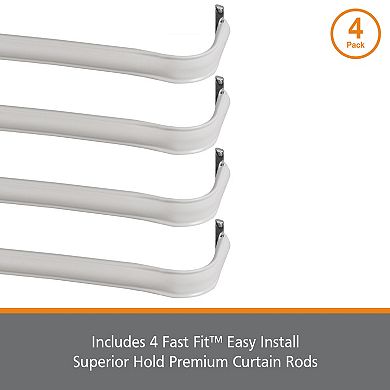 Kenney® Fast Fit™ Easy Install Superior Hold Premium 4-pack Curtain Rod Set