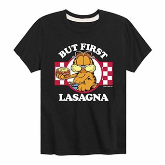 Boys 8-20 Garfield But First Lasagna Tee