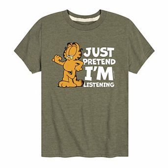 Boys 8-20 Garfield Pretend Im Listening Tee