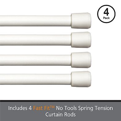 Kenney® Fast Fit™ No Tools 7/16" Spring Tension Rod 4-pack Set