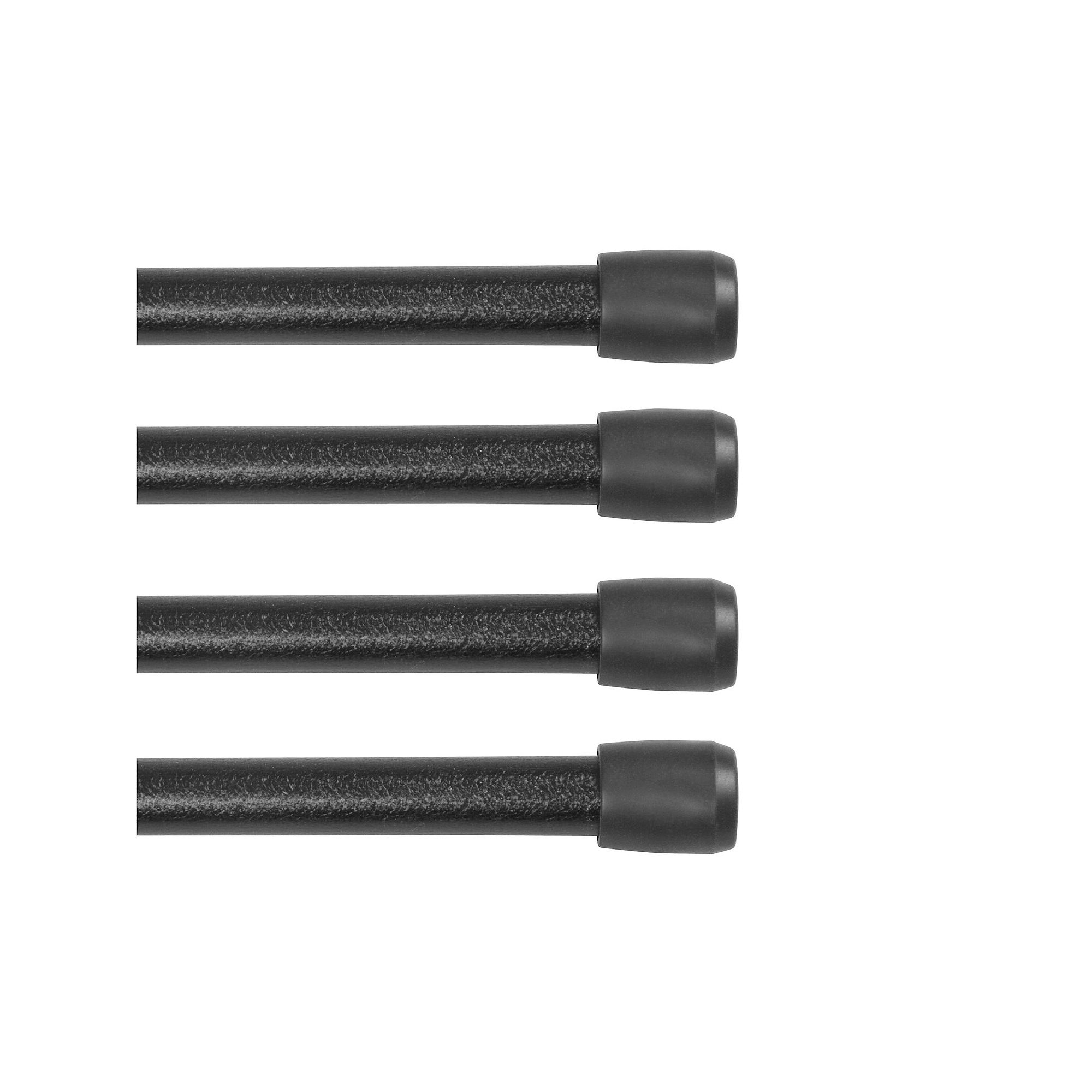 Kenney® Fast Fit™ No Tools 7/16 Spring Tension Rod 4-pack Set, Black
