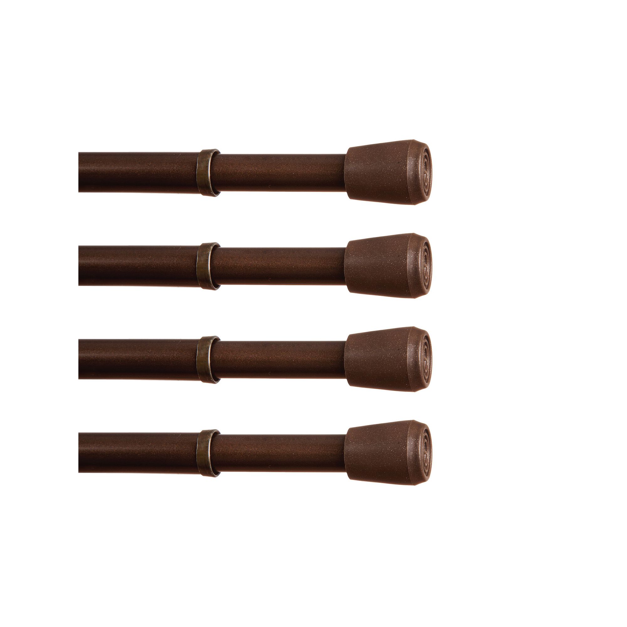 Kenney® Fast Fit™ No Tools 7/16 Spring Tension Rod 4-pack Set, Brown
