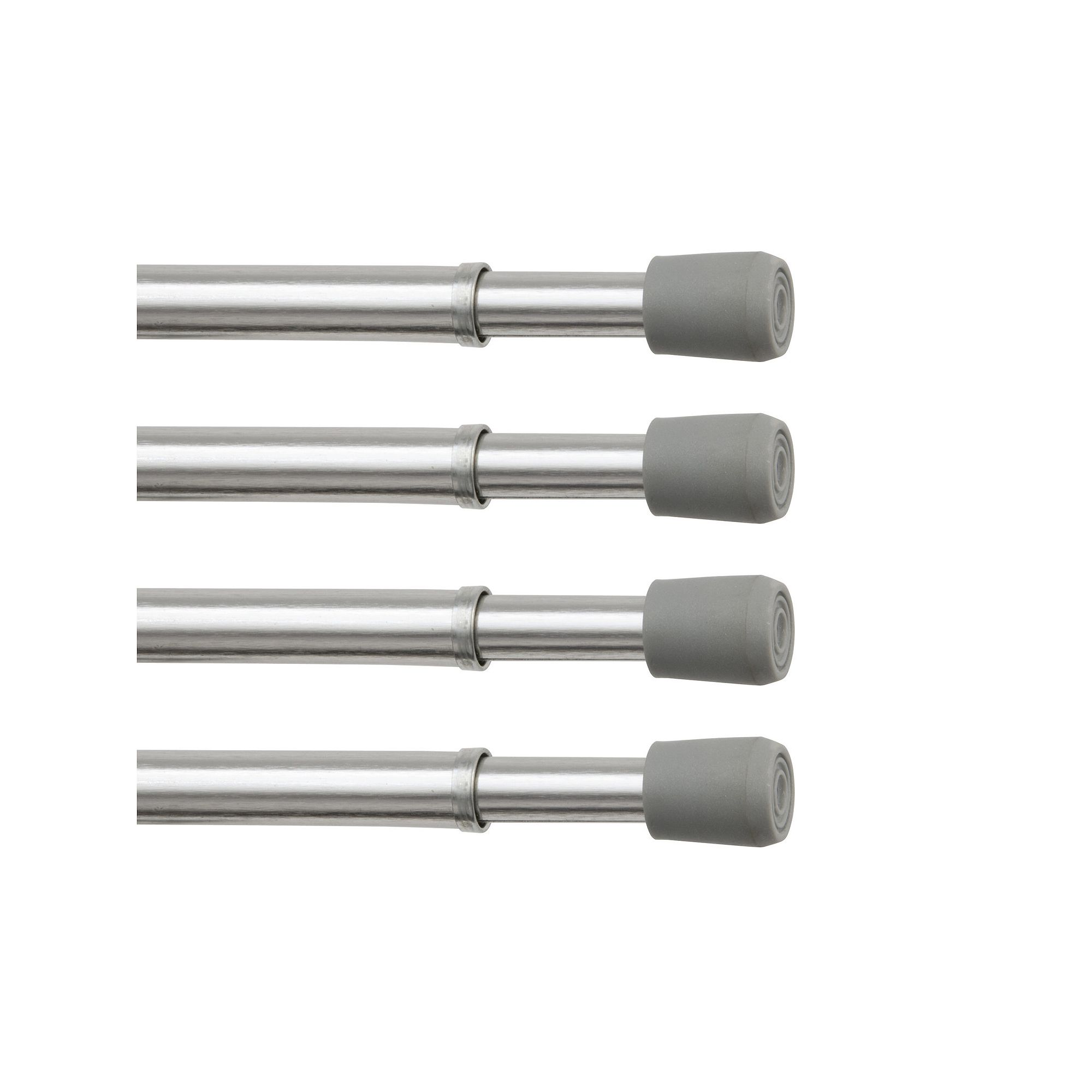 Kenney® Fast Fit™ No Tools 7/16 Spring Tension Rod 4-pack Set, Grey