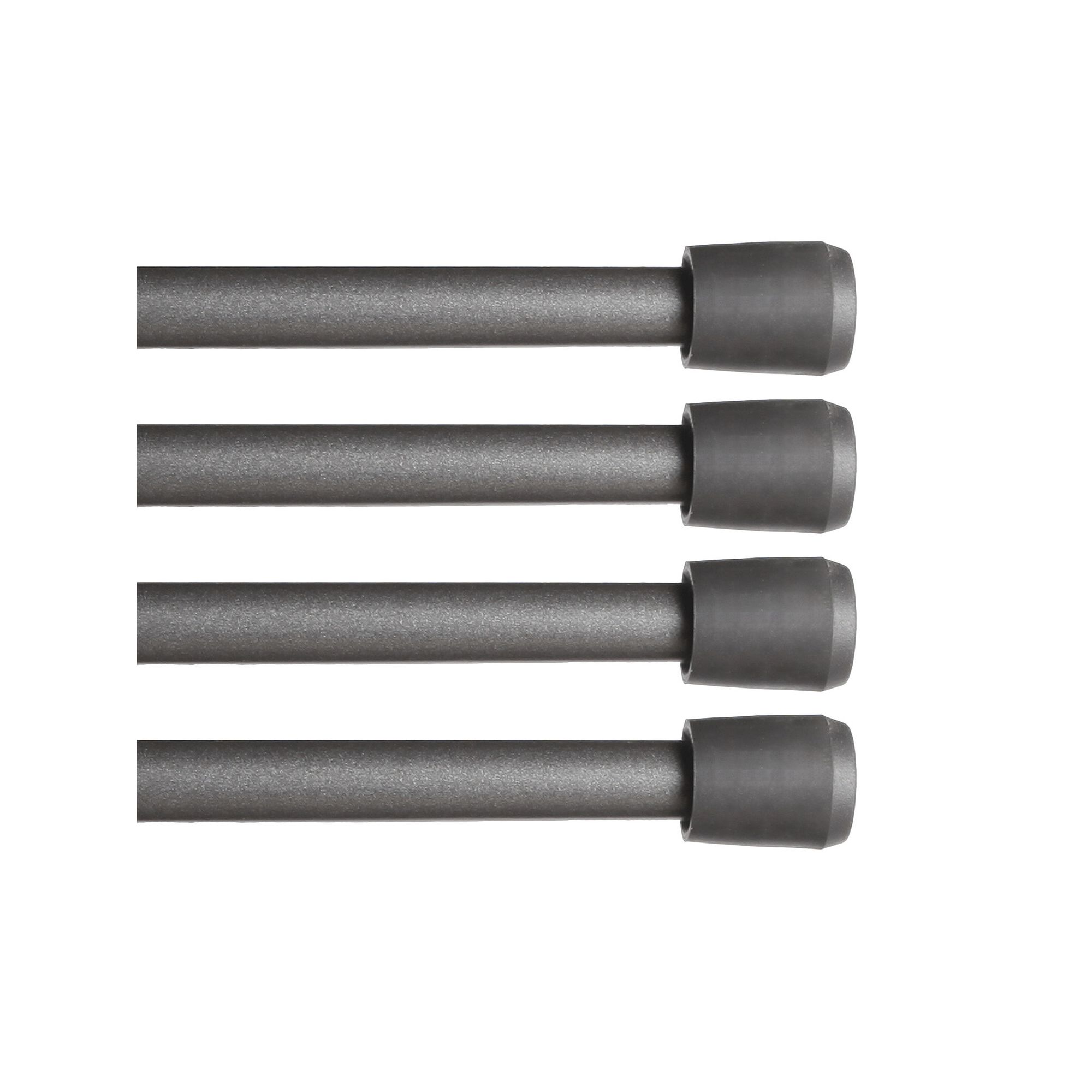 Kenney® Fast Fit™ No Tools 7/16 Spring Tension Rod 4-pack Set, Gun Gr