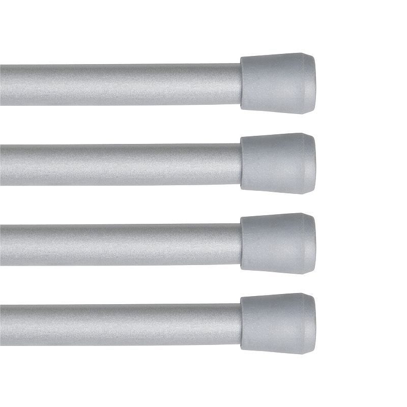 Kenney Fast Fit No Tools 7/16" Spring Tension Rod 4-pack Set, Dark Grey, 28-48