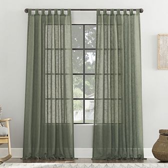 Archaeo Burlap Weave Linen Blend Tab Top Single Curtain Panel