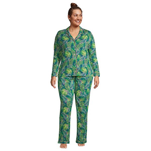 Plus Size Lands' End Comfort Knit Long Sleeve Pajama Top and Pajama