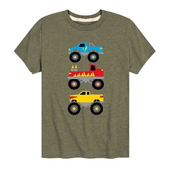 Boys 8-20 Stacked Monster Trucks Tee