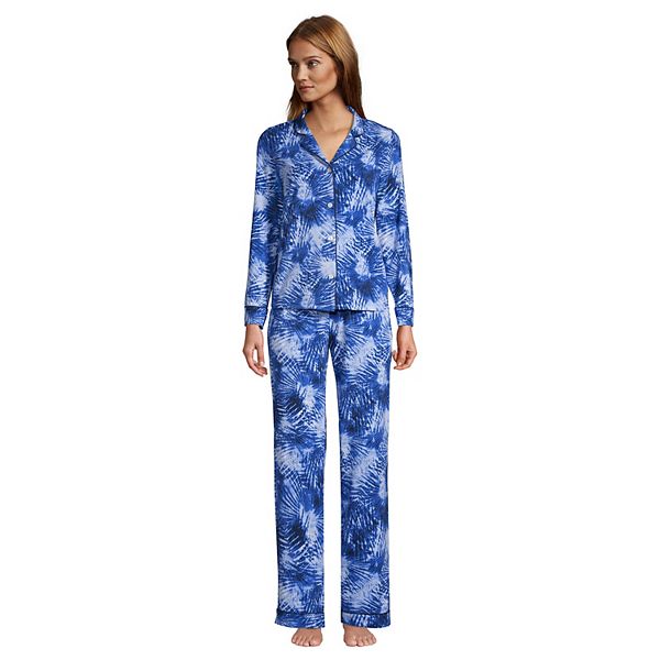 Women's Tall Lands' End Comfort Knit Long Sleeve Pajama Top and Pajama ...