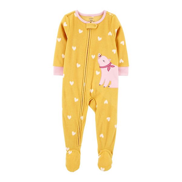 Toddler Girl Carter's Fleece Heart Print Bear Footie Pajamas