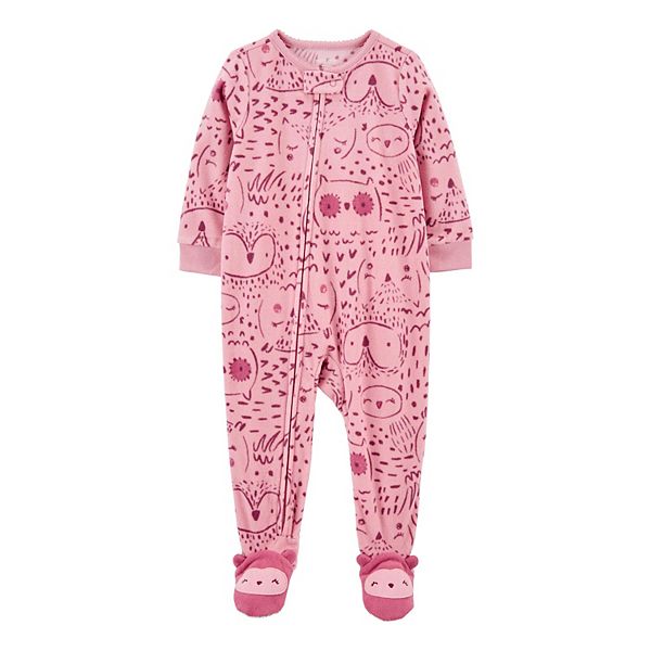 Baby Girl Carter's Fleece Owl Print Footie Pajamas