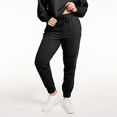 Womens Black Fleece Pants - Bottoms, Clothing