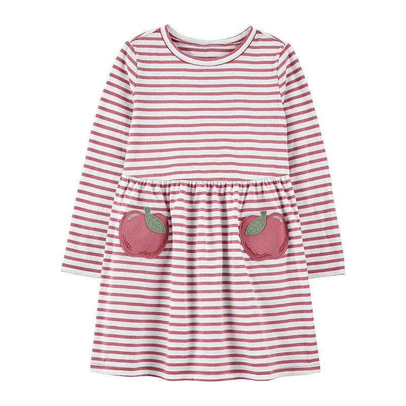 Girls 4-14 Carters Apple Jersey Dress, Girls, Size: 4T, Red Stripe