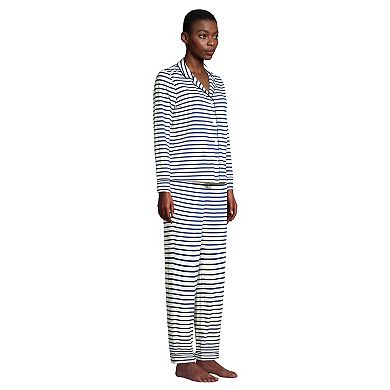 Women's Lands' End Comfort Knit Long Sleeve Pajama Top and Pajama Pants Sleep Set