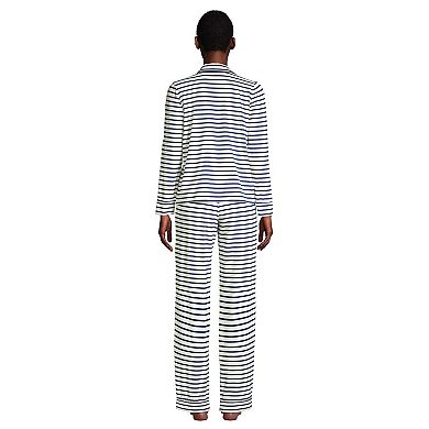 Women's Lands' End Comfort Knit Long Sleeve Pajama Top and Pajama Pants Sleep Set