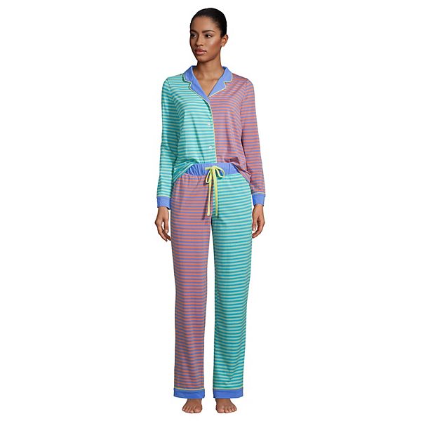 Women's Lands' End Comfort Knit Long Sleeve Pajama Top and Pajama Pants