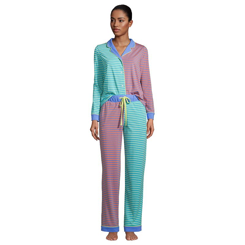 Womens Lands End Comfort Knit Long Sleeve Pajama Top and Pajama Pants Sle