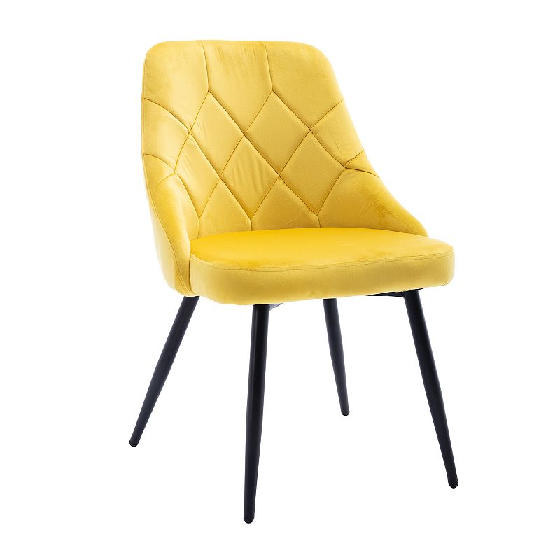 Techni Mobili Modern Tufted Faux Velvet Chair 2-piece Set, Gold