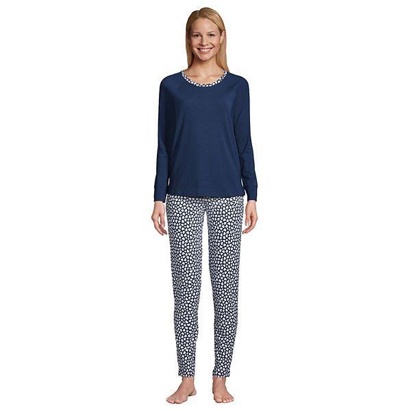 Women's Lands' End Long Sleeve Pajama Top and Slim Leg Pajama Pants