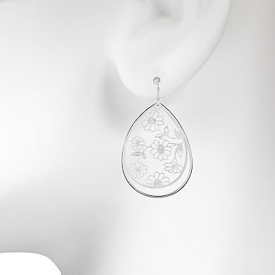 LC Lauren Conrad Silver Tone Floral Filigree Nickel Free Teardrop Earrings