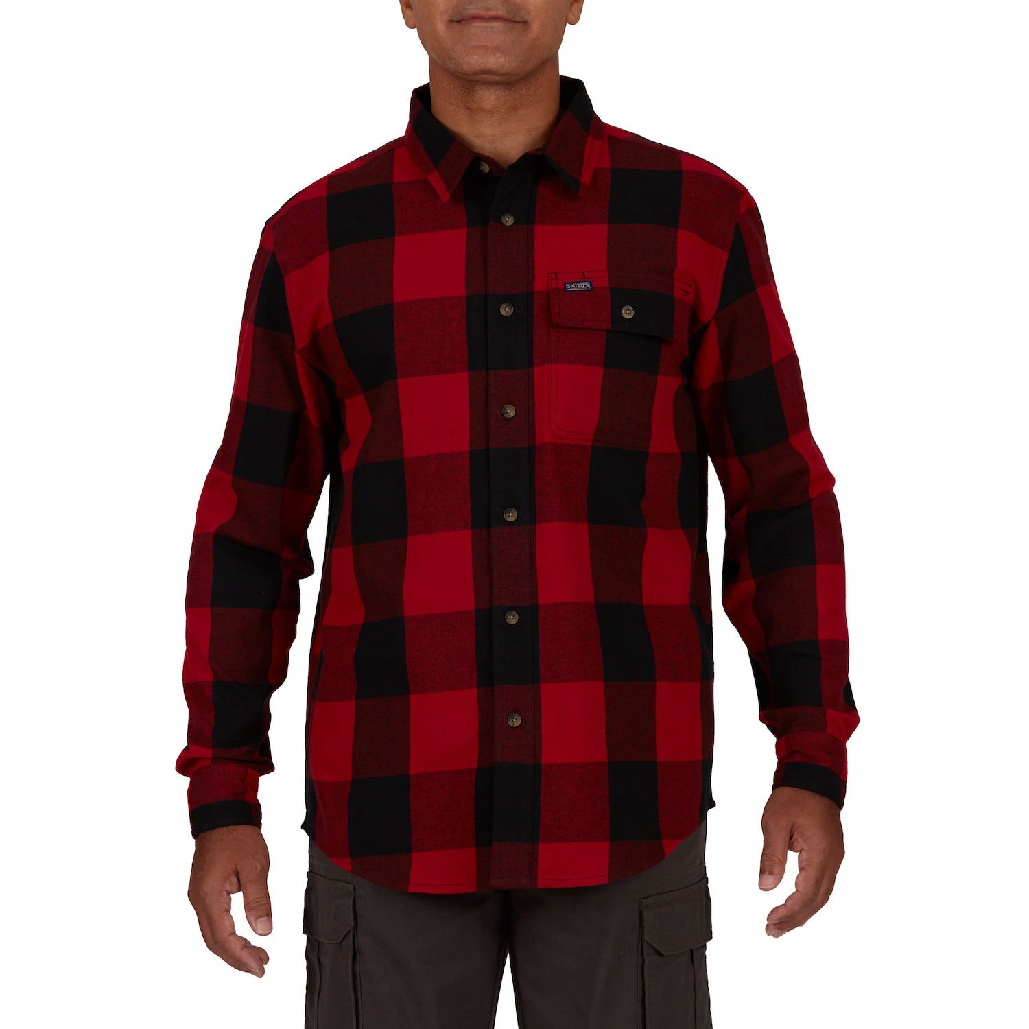 Men's Smith's Workwear Relaxed-Fit Buffalo Plaid Flannel Button-Down Shirt