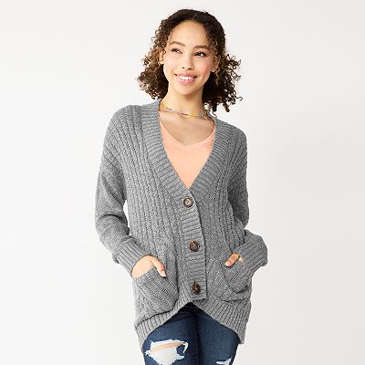 Juniors SO Button Front Cardigan