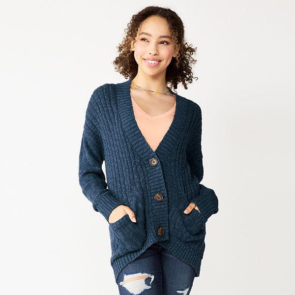 Juniors SO Button Front Cardigan