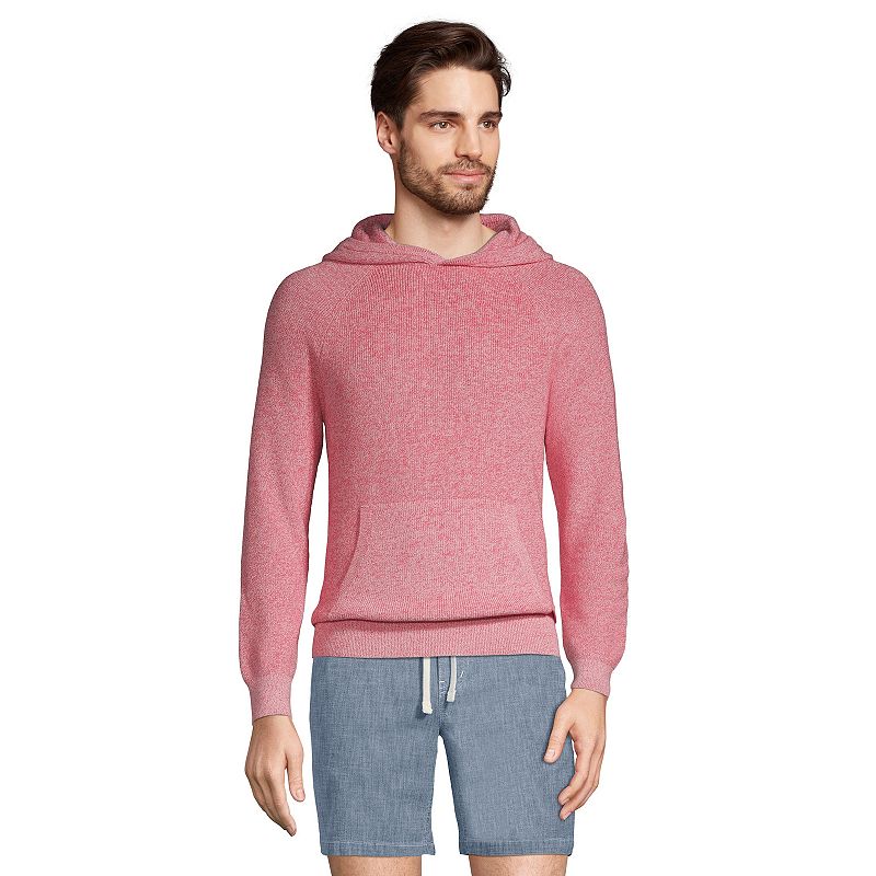 Mens Lands End Supima Pullover Hoodie Sweater, Size: Large, Pink