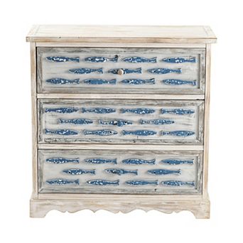 Swimming Upstream Fish Antique Inspired 3-Drawer Dresser