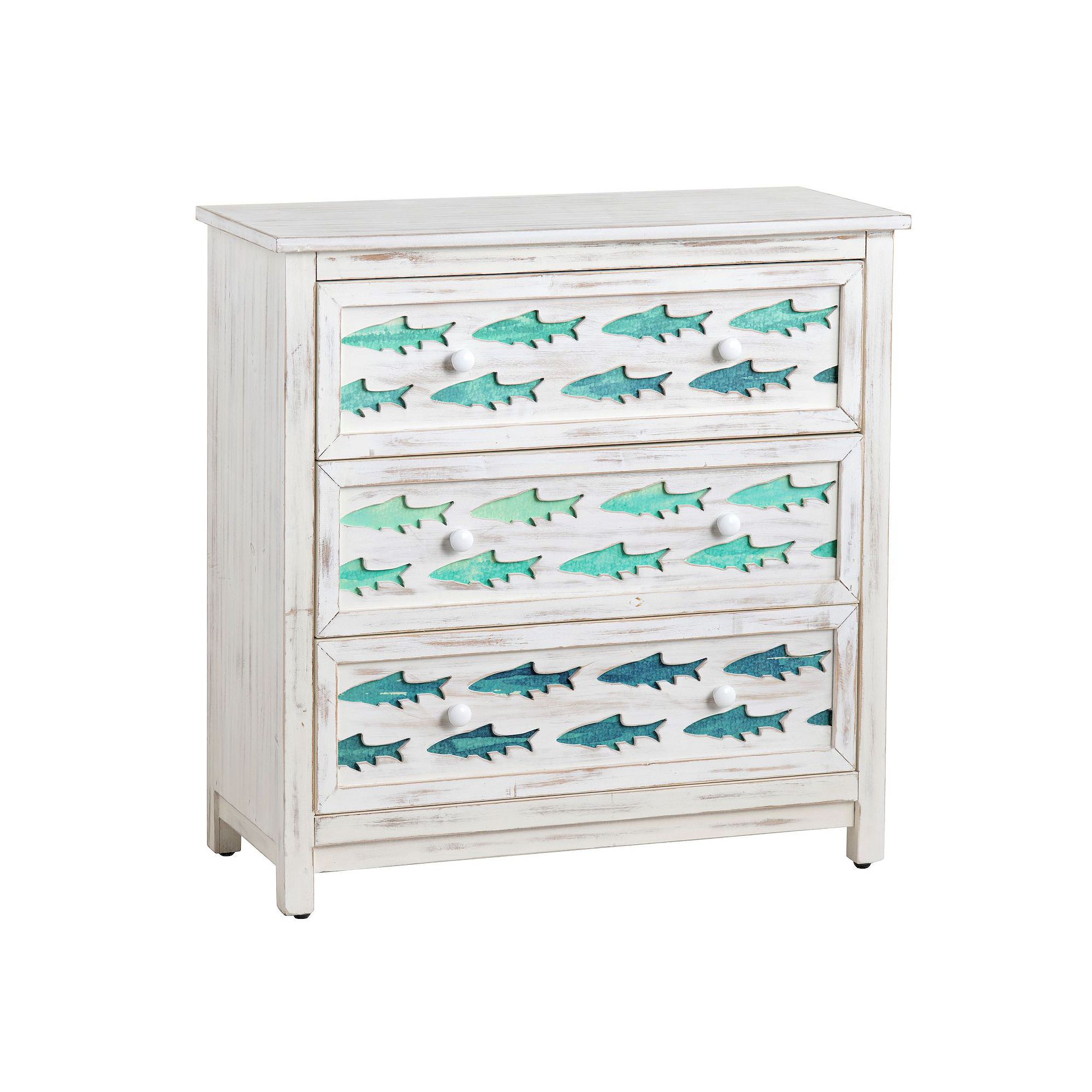 Swimming Fish 3-Drawer Dresser, White