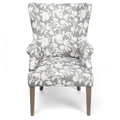 Heatherbrook Upholstered Floral Wingback Arm Chair