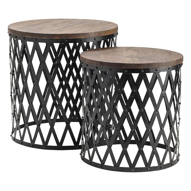 Bengal Manor Industrial End Table 2-piece Set, Black