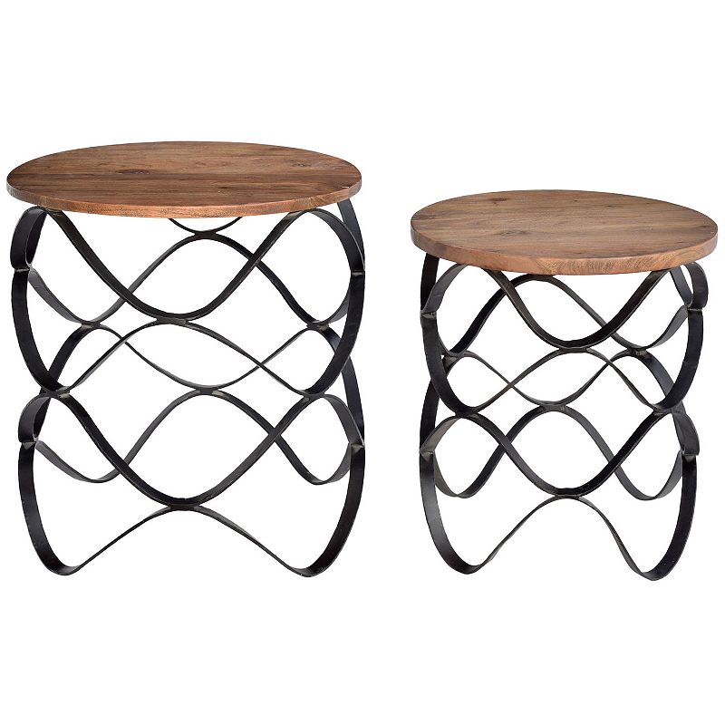 Bengal Manor Wavy End Table 2-piece Set, Brown