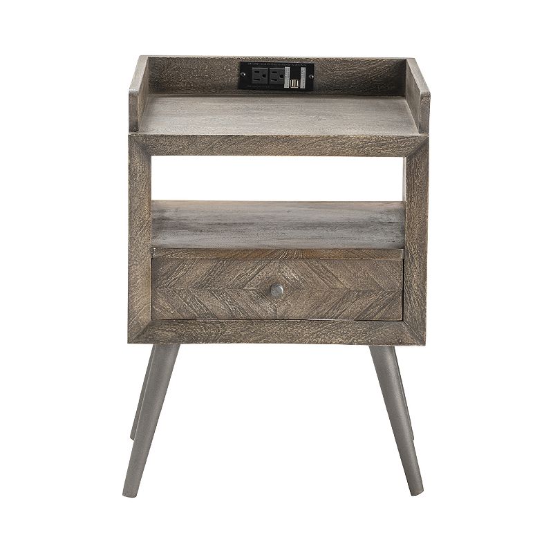 Freeport 1-Drawer Charging End Table, Grey
